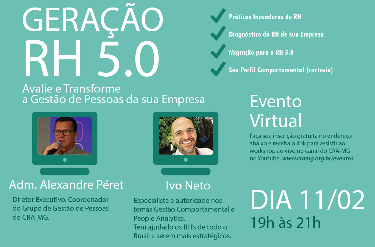 You are currently viewing Evento virtual: Geração RH 5.0 – Avalie e Transforme a Gestão de Pessoas da sua Empresa
