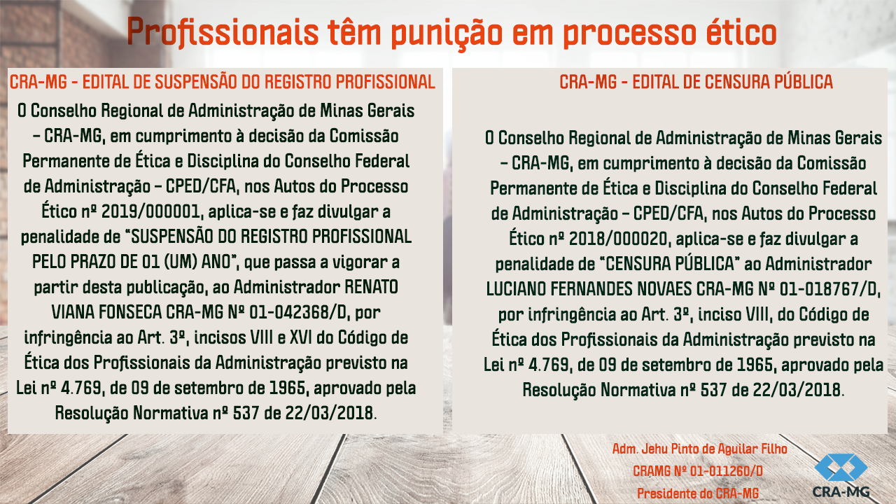 Read more about the article Aviso de penalidades de processos éticos