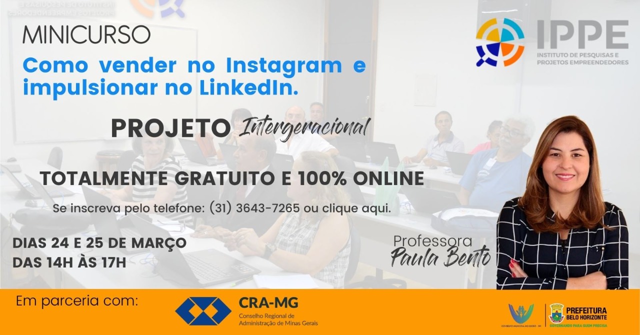 Read more about the article Inscrições abertas para oMinicurso “Vendas no Instagram e no LinkedIn